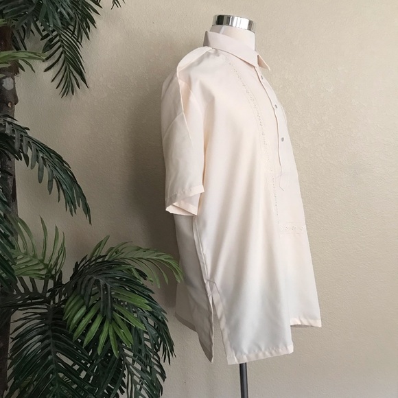 SALE❣️Cream beige Hugo Polo Barong Tagalog with embroidery, size 2X - Picture 4 of 4